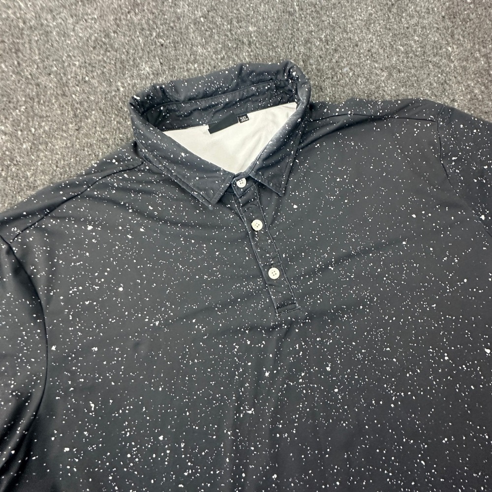 Sunday Swagger Polo Men 3XL Black Paint Splatter Performance Golf Shirt